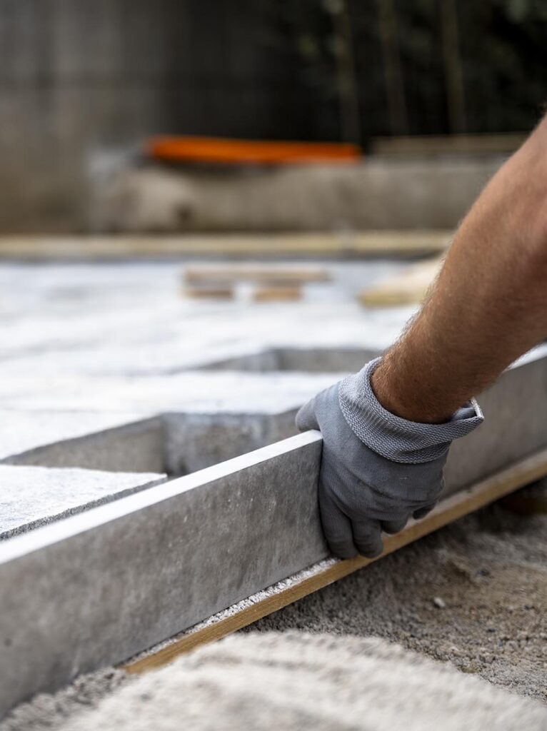 Residential patio concrete work being done in Canton by 4 Way Cement.
