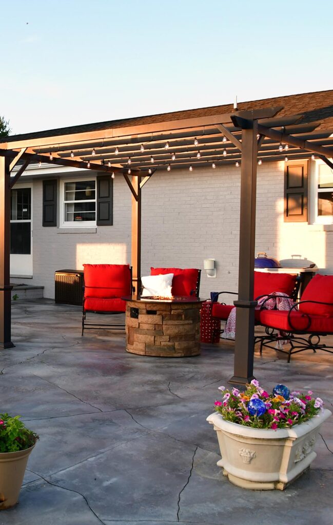 Finished residential patio concrete floor in Northville by 4 Way Cement.