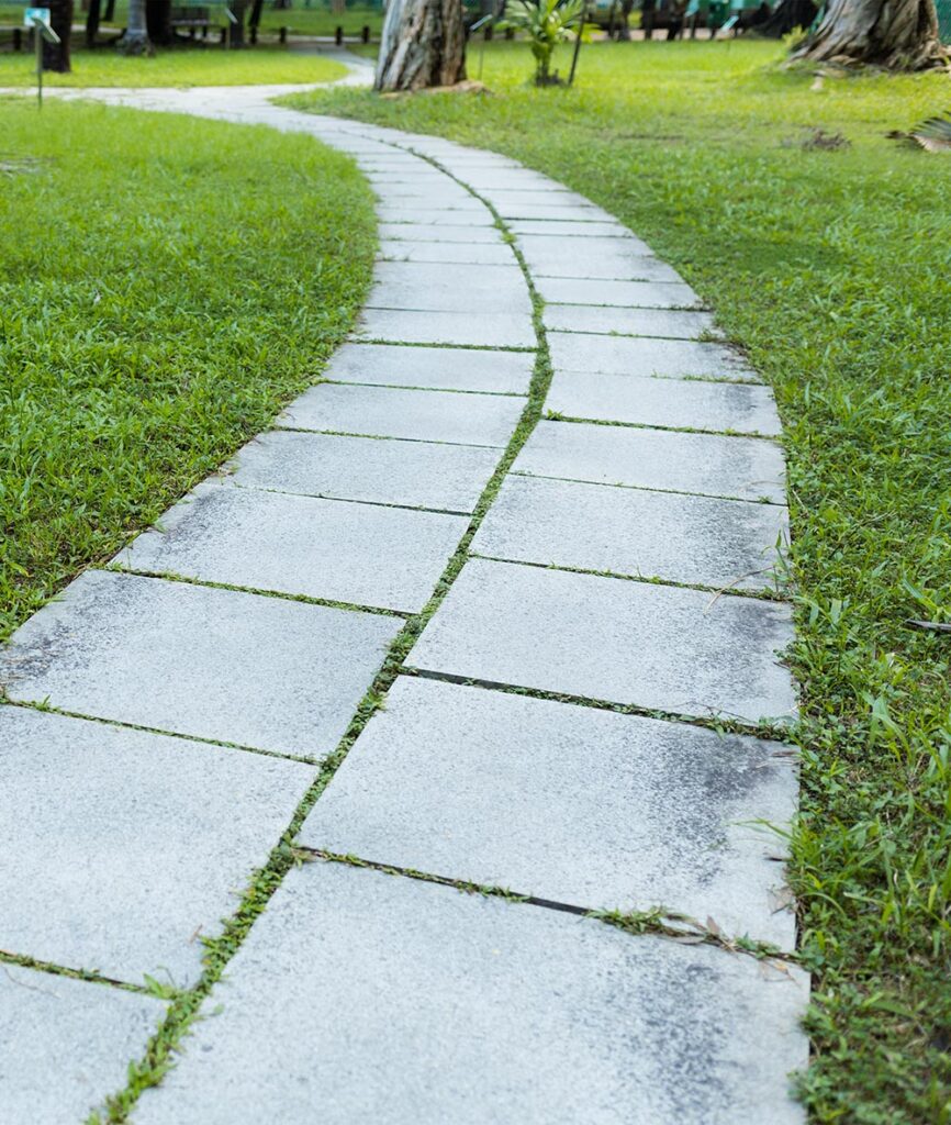 Finished concrete pathway in W. Bloomfield by 4 Way Cement.